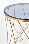 Skleněný konferenční stolek Selena - kouřová / zlatá
