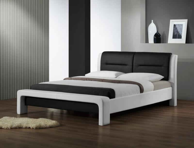 Luxusní čalouněná postel Kasandra - eko kůže bílo-černá