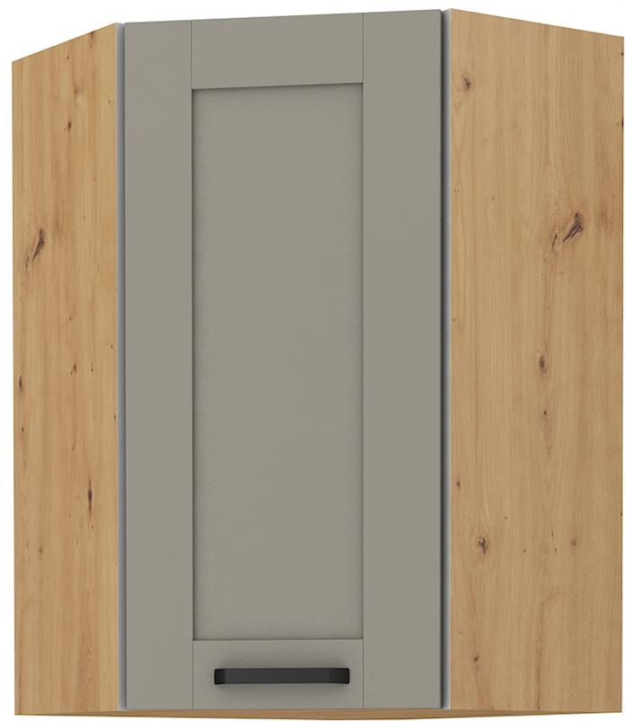 Horní rohová skříňka Luny 38 (58x58 / 90 cm) claygrey / dub artisan