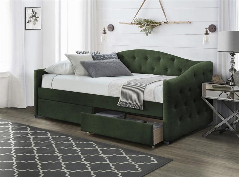 Čalouněná postel Alloha 90 x 200 cm - tmavě zelená