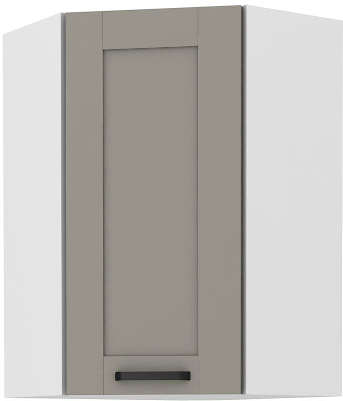 Horní rohová skříňka Luny 38 (58x58 / 90 cm) claygrey / bílá