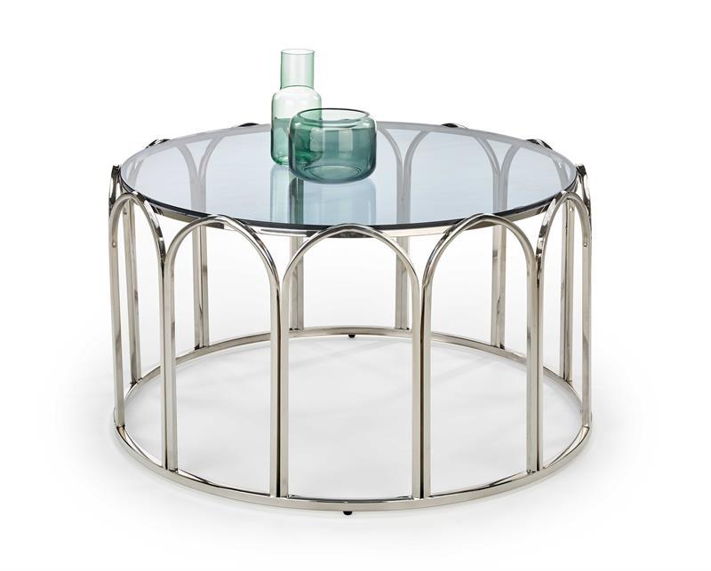 Skleněný konferenční stolek Olivia - stříbrná