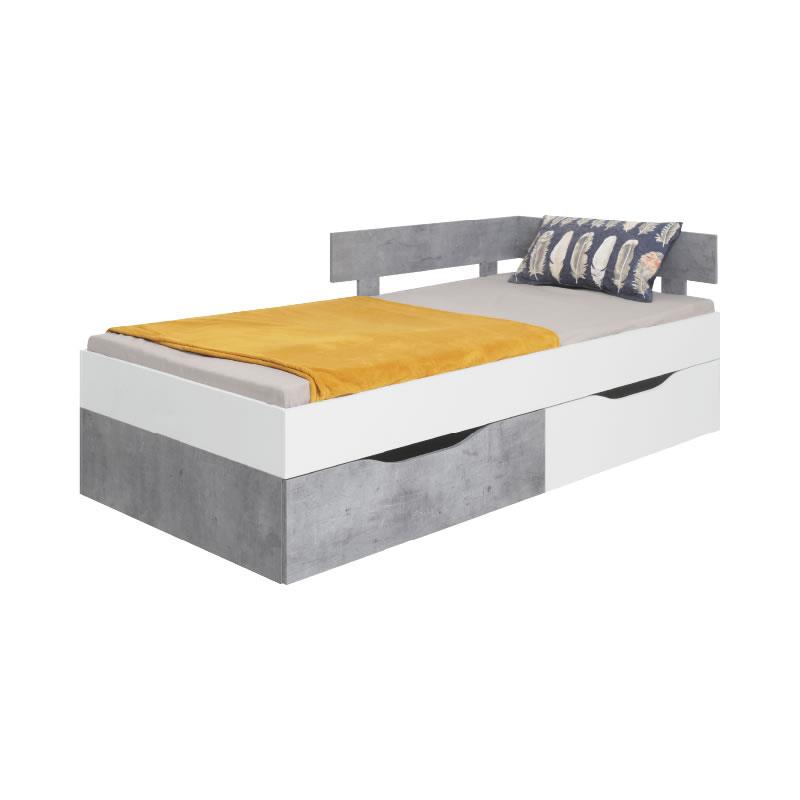 Studentská postel Sigma 15 - bílý lux / beton ( 90 x 200 cm )